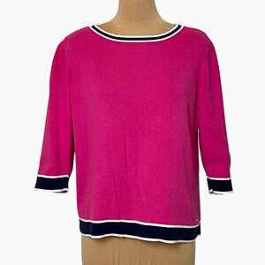 Tommy Hilfiger Sweater Womens XL Pink Pima Cotton Knit Pullover Classic Preppy